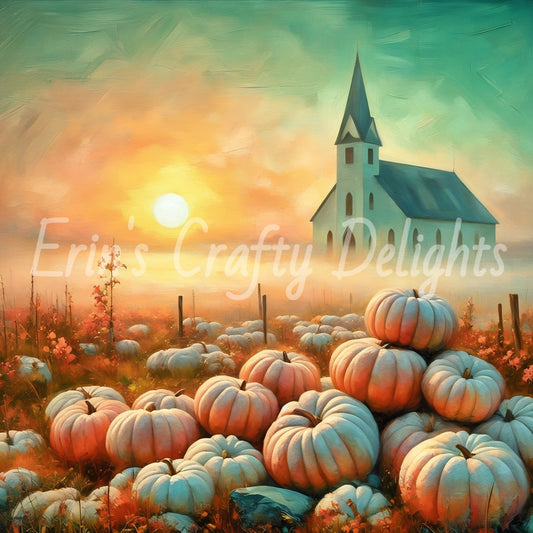 Foggy Fall Morning Church Set 3