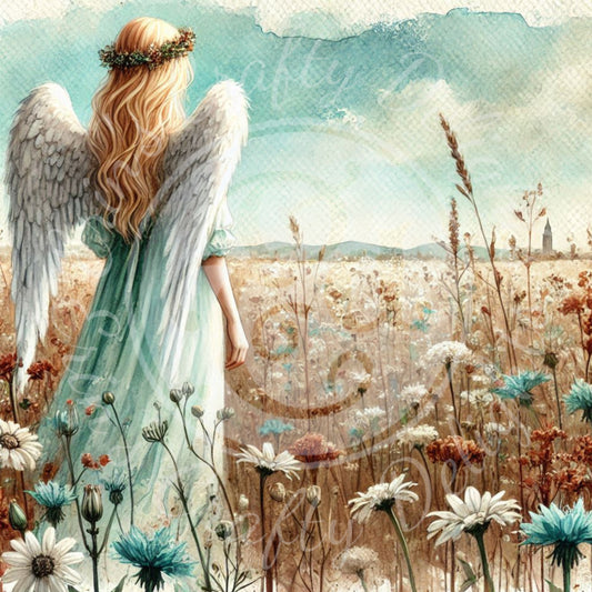 31 Sq Rustic Angel Woman 8x8 Printable