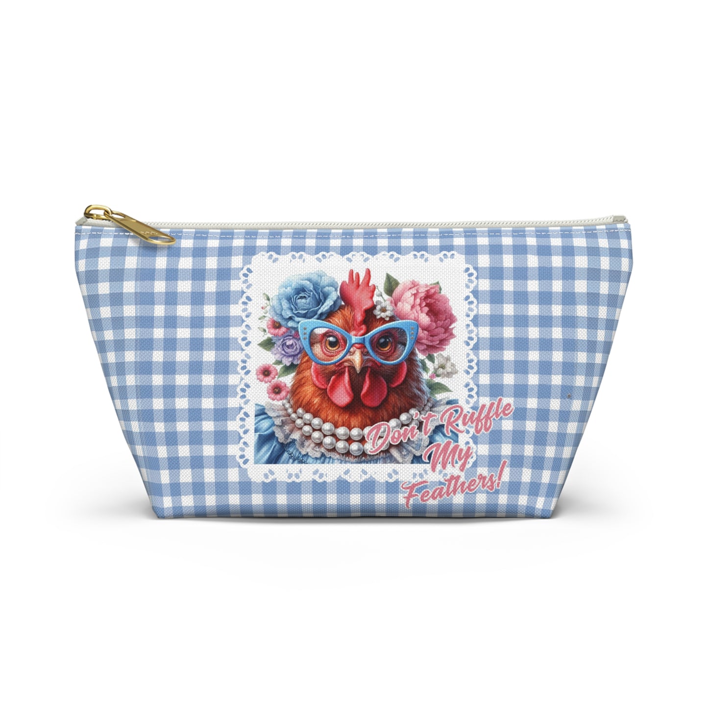 Accessory Pouch - Ruffled Feathers Red Hen Gingham Check Design