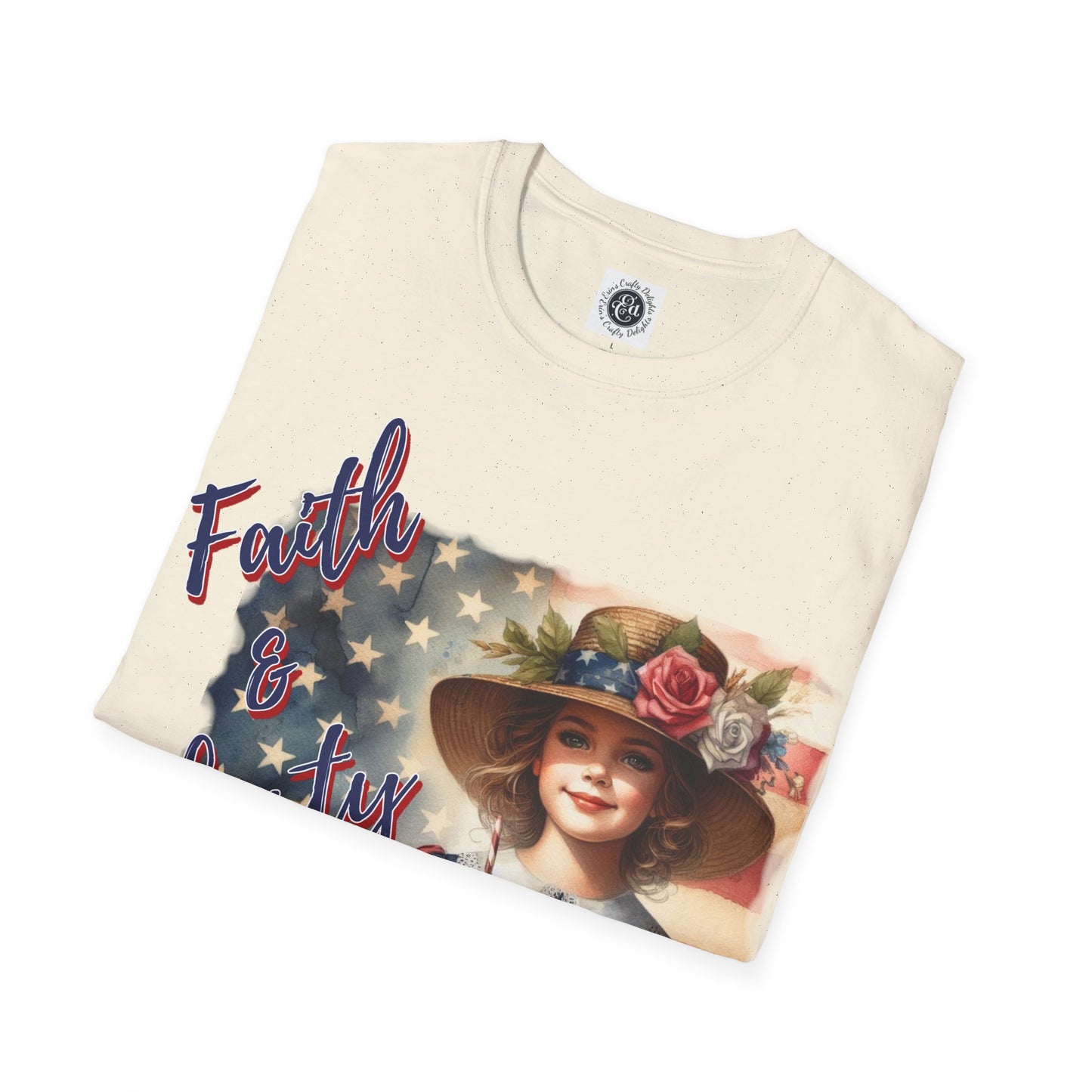 Faith and Liberty Patriotic Pride Flag T-shirt - Women's Clothing Gift for Her, Gift for Women, Independence Day 4th of July