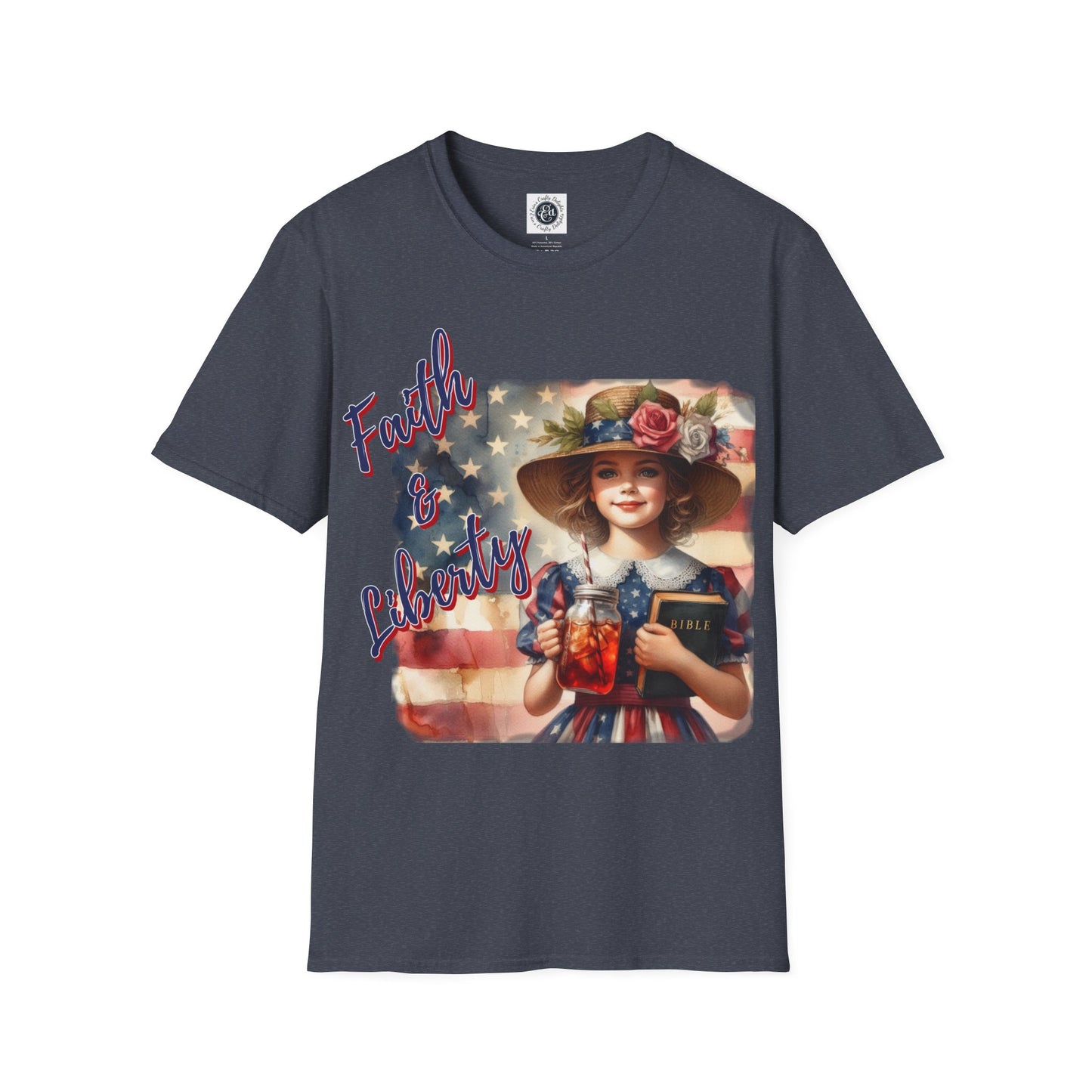 Faith and Liberty Patriotic Pride Flag T-shirt - Women's Clothing Gift for Her, Gift for Women, Independence Day 4th of July