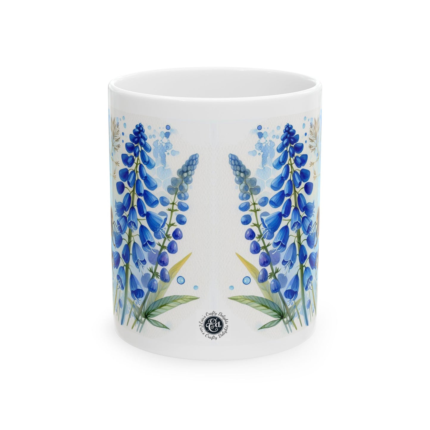 HoneyBee on Blue Ceramic Mug, (11oz, 15oz)