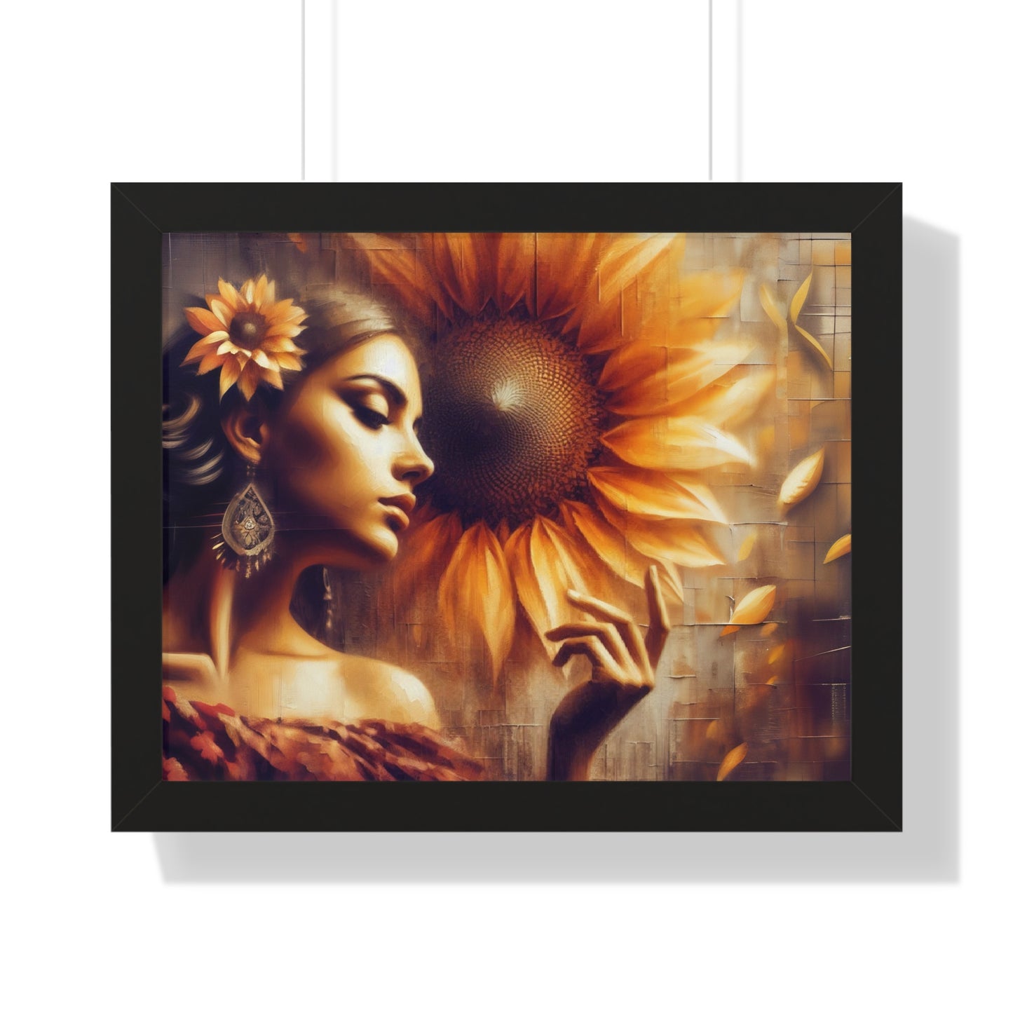 Poetic Sunflower Framed Horizontal Poster