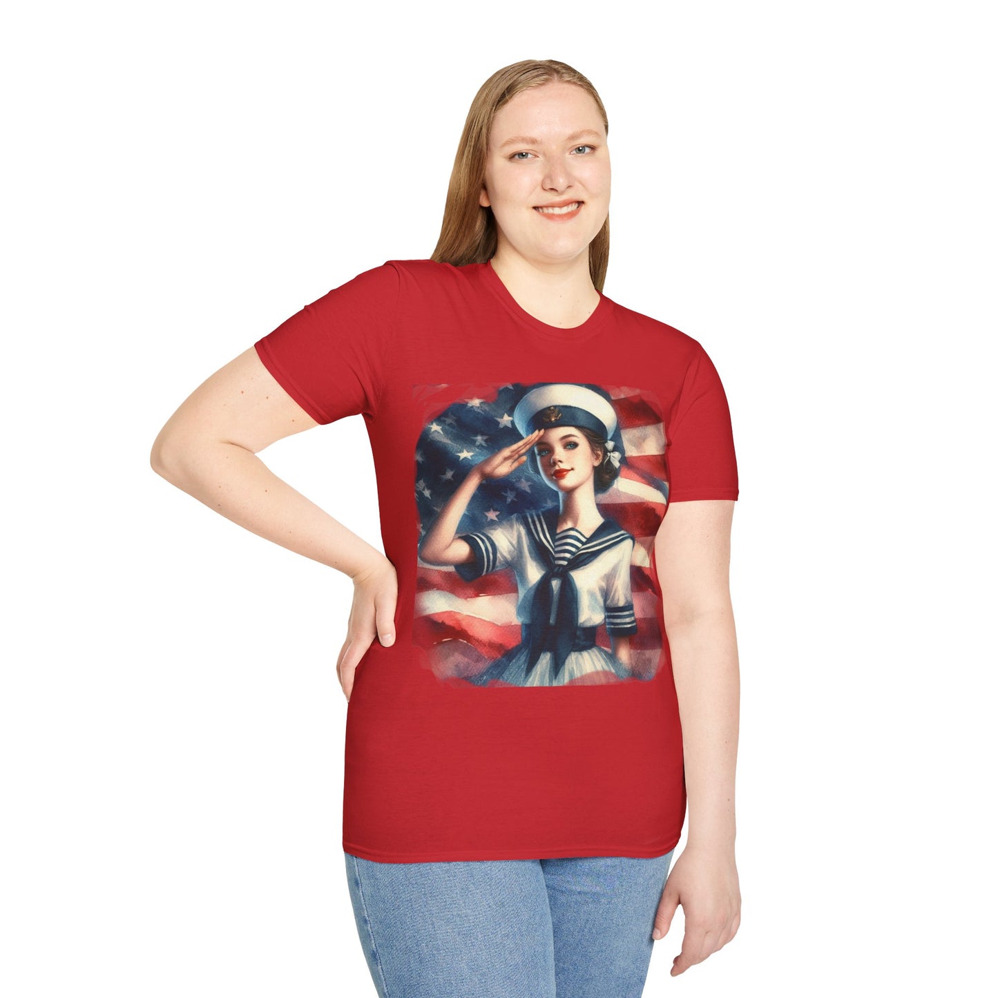 Vintage Sailor Girl Patriotic T-Shirt