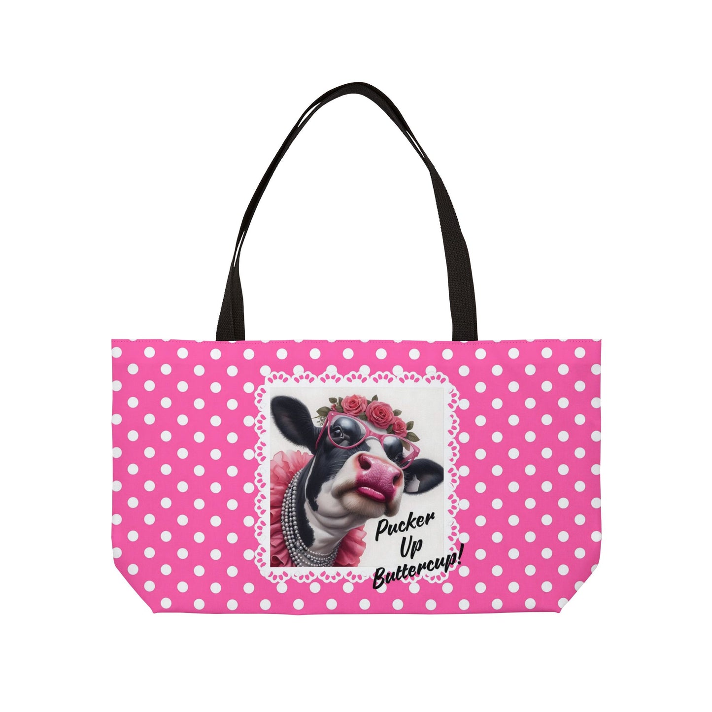Weekender Tote Bag - Pucker Up Buttercup Holstein Cow Design
