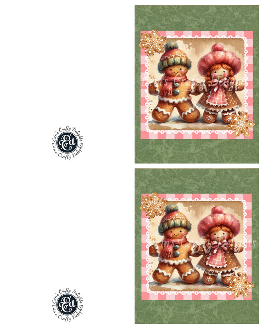 4 Rustic Gingerbread Man Christmas Card