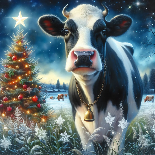 4 Christmas Holstein Cow & Christmas Tree