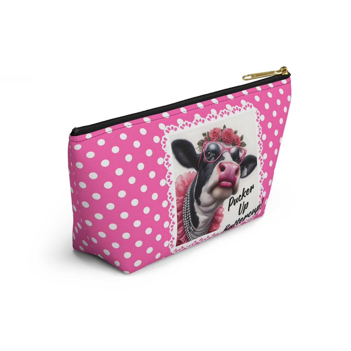 Accessory Pouch - Pucker Up Buttercup! Dressed up Holstein cow design