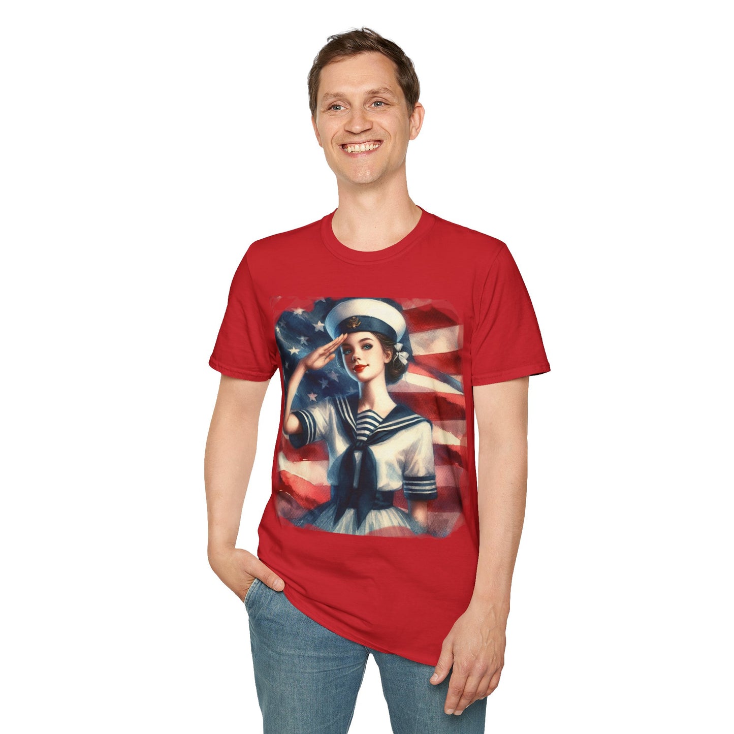 Vintage Sailor Girl Patriotic T-Shirt