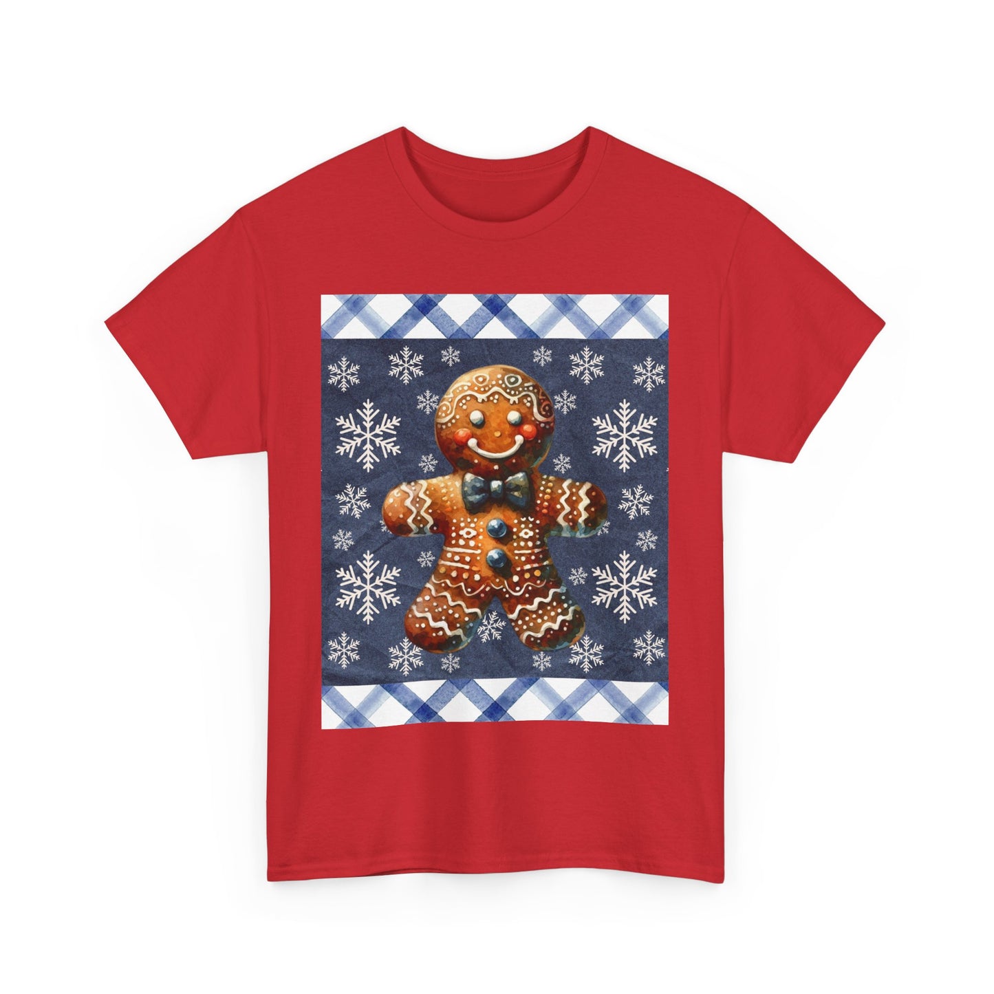 Snowy Gingerbread Man Unisex Heavy Cotton Tee