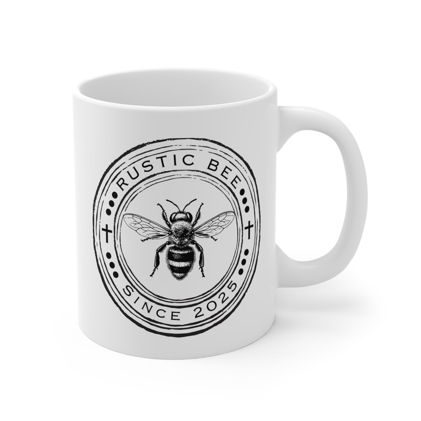 Rustic Bee Inspirational Coffee Mug, Motivational Tea Cup, Gift for Artists, Positive Vibes, Office Desk Decor, Be Creative