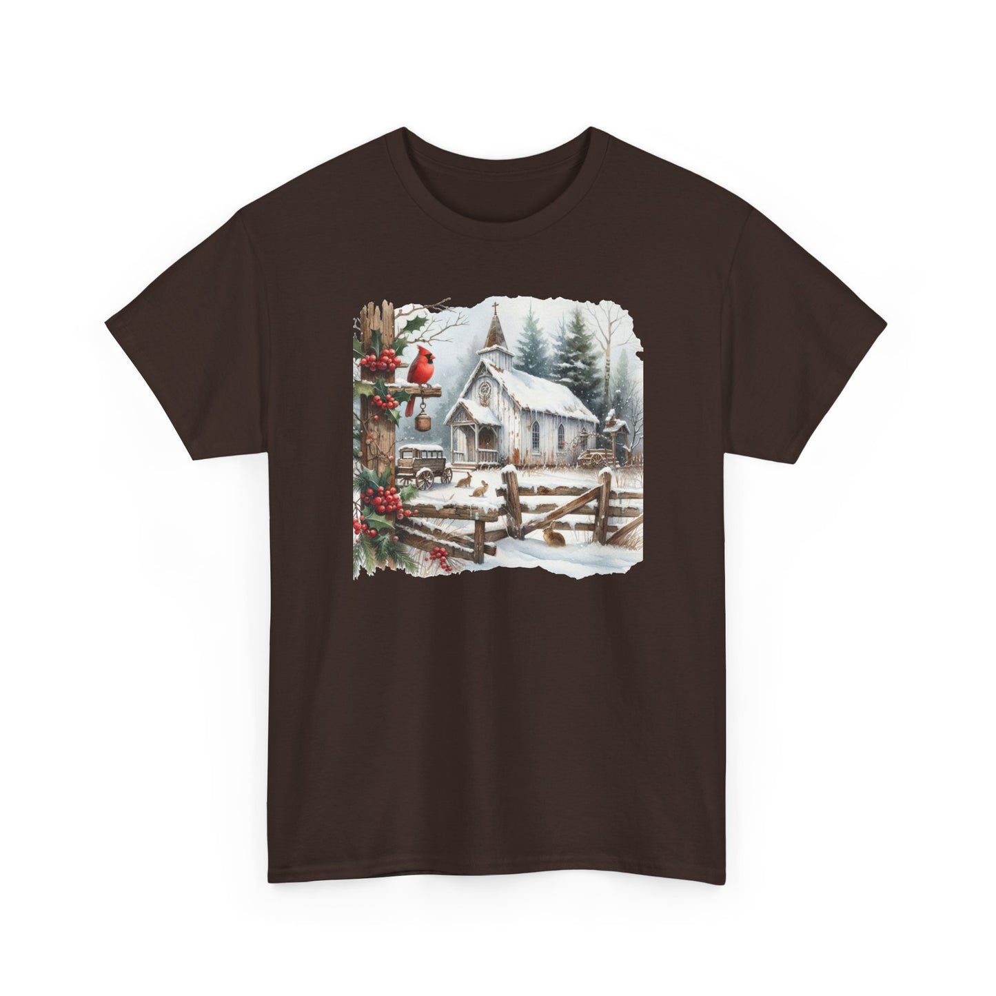 Old Church in Winter Unisex Heavy Cotton Tee