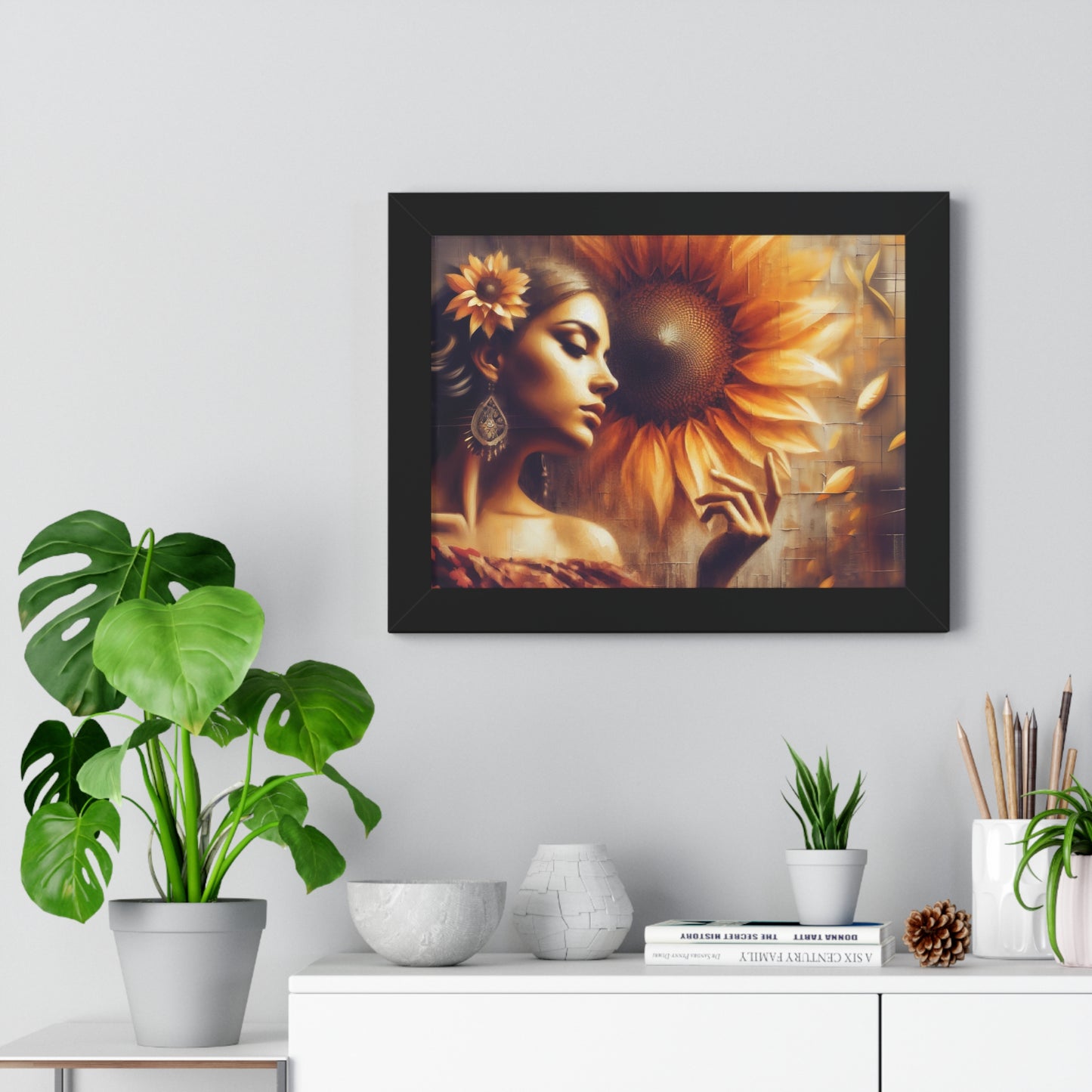 Poetic Sunflower Framed Horizontal Poster
