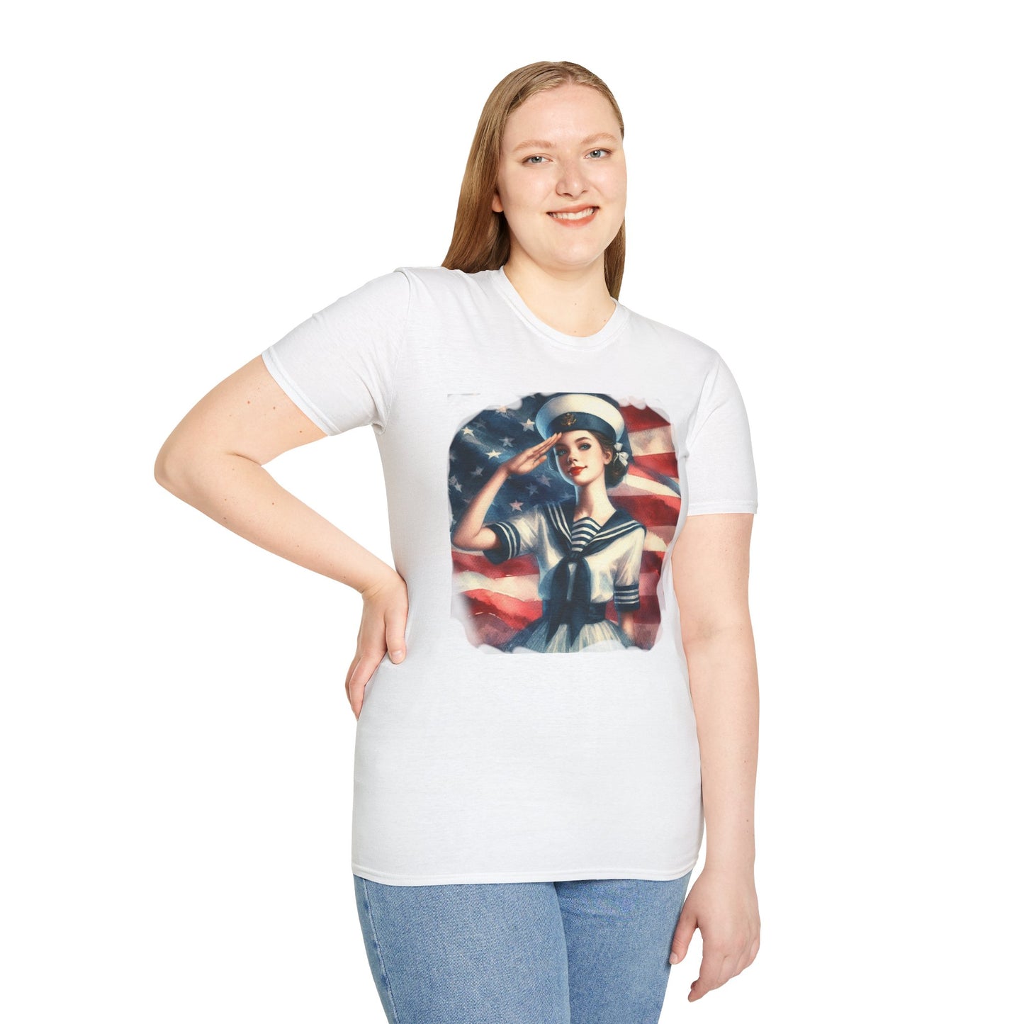 Vintage Sailor Girl Patriotic T-Shirt