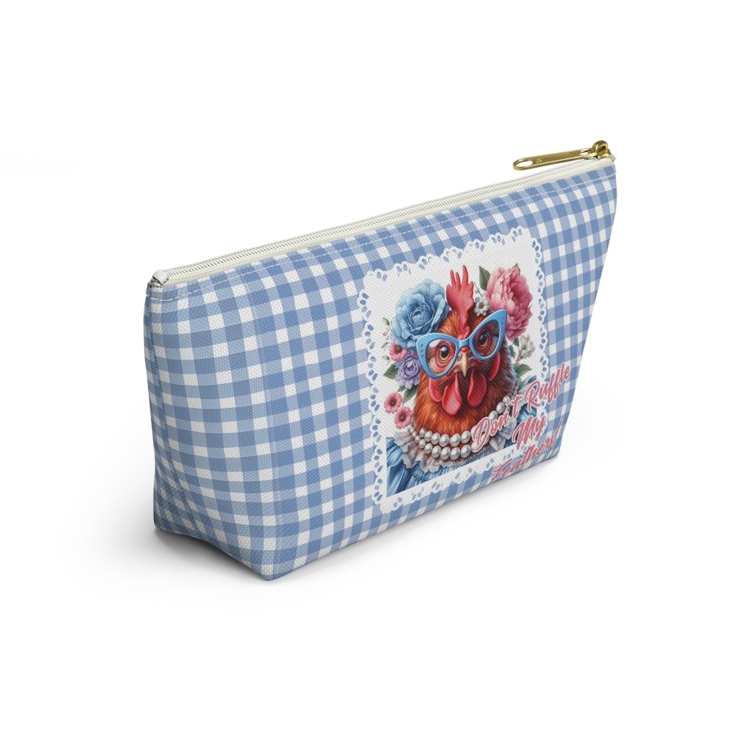 Accessory Pouch - Ruffled Feathers Red Hen Gingham Check Design