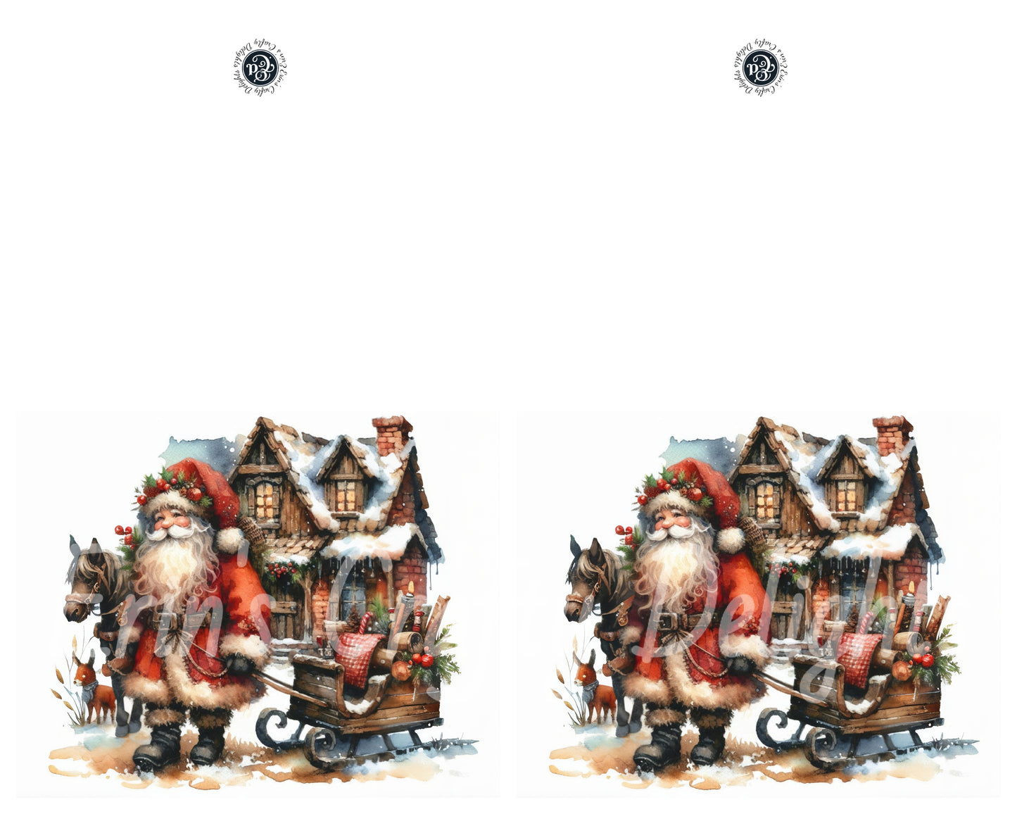 2 Rustic Santa Christmas Card