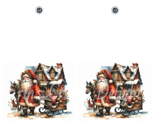 2 Rustic Santa Christmas Card