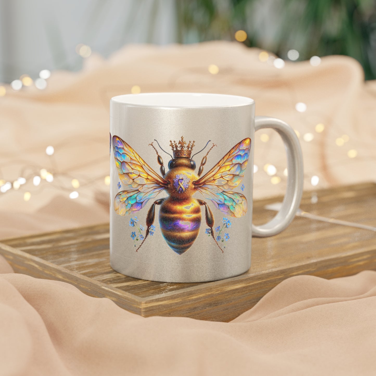 Alzheimer's Awareness Bee Metallic Mug (Silver\Gold)