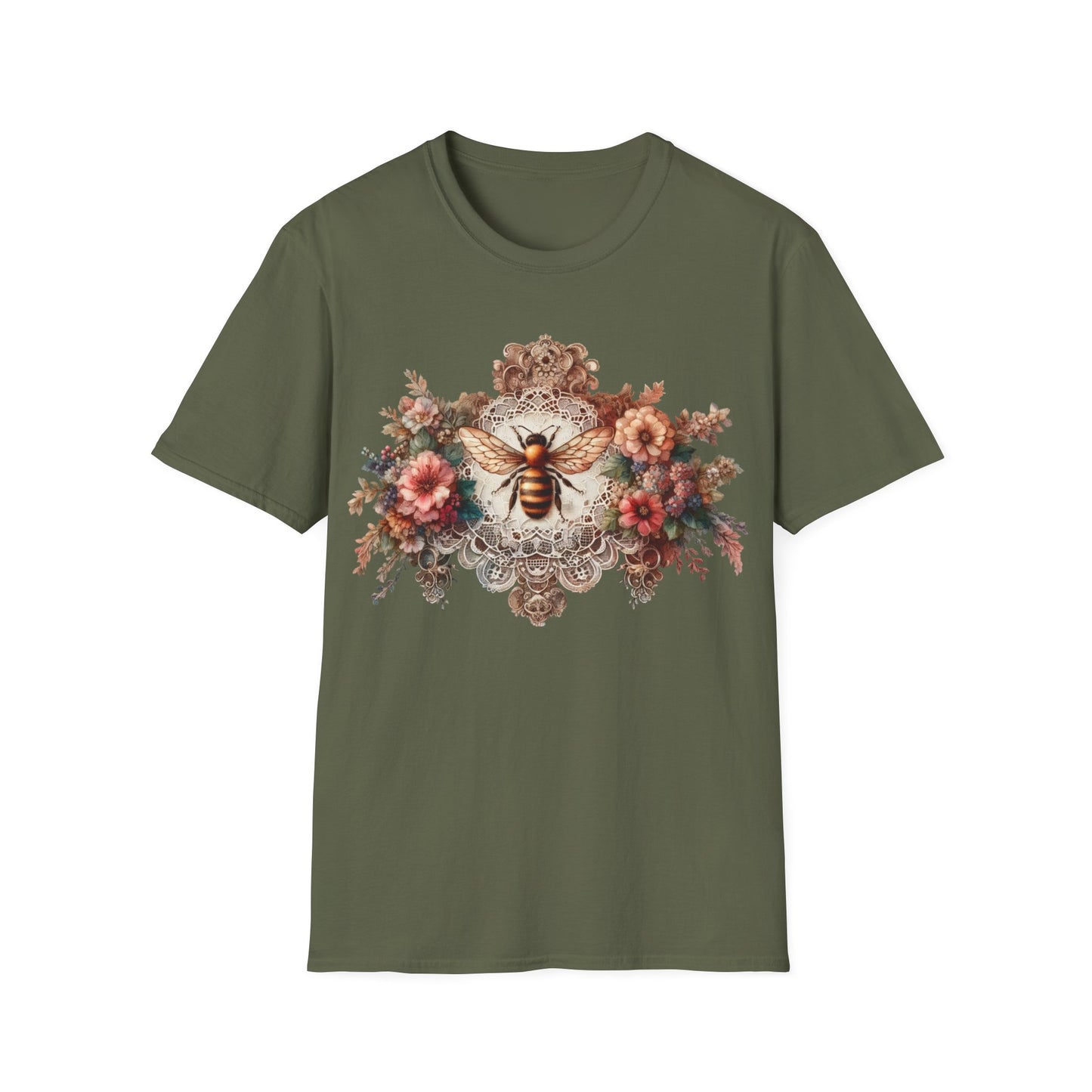 Vintage Inspired Tshirt, Women's Clothing, Lace Honey Bee Design, Gift for Her