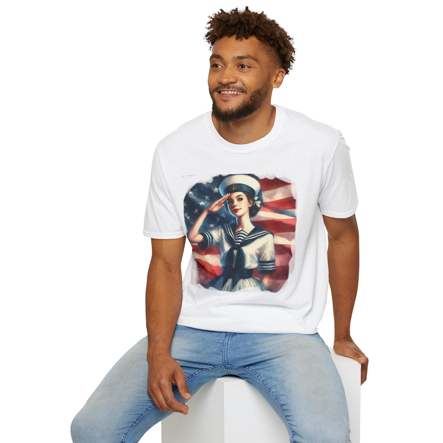 Vintage Sailor Girl Patriotic T-Shirt