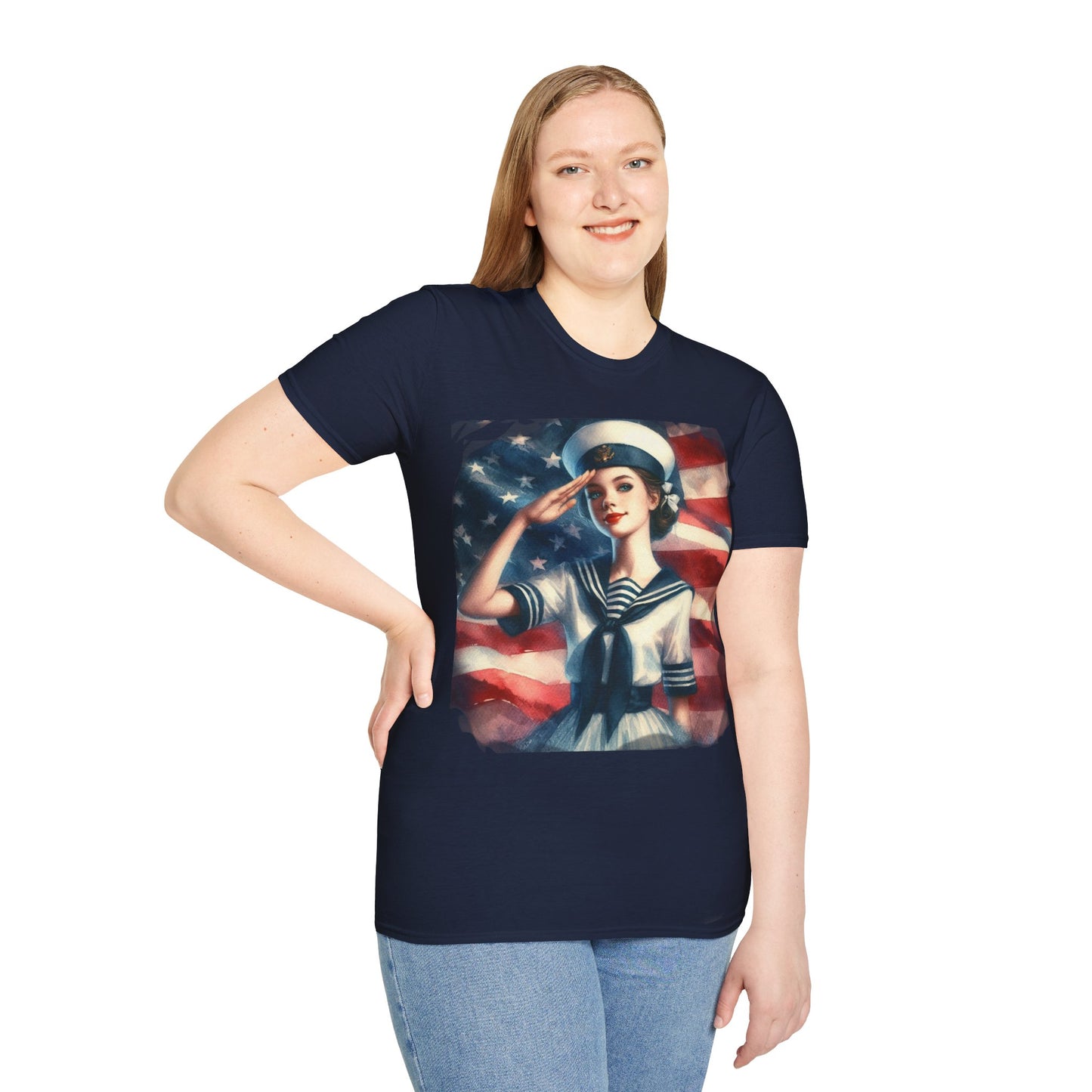 Vintage Sailor Girl Patriotic T-Shirt