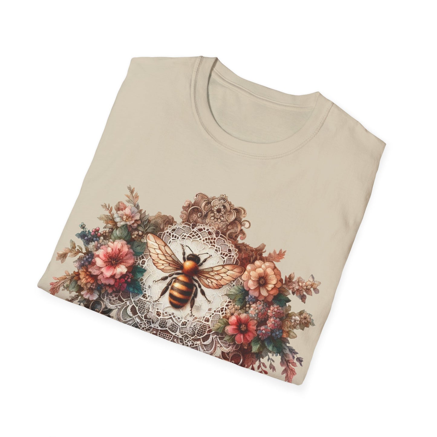 Vintage Inspired Tshirt, Women's Clothing, Lace Honey Bee Design, Gift for Her