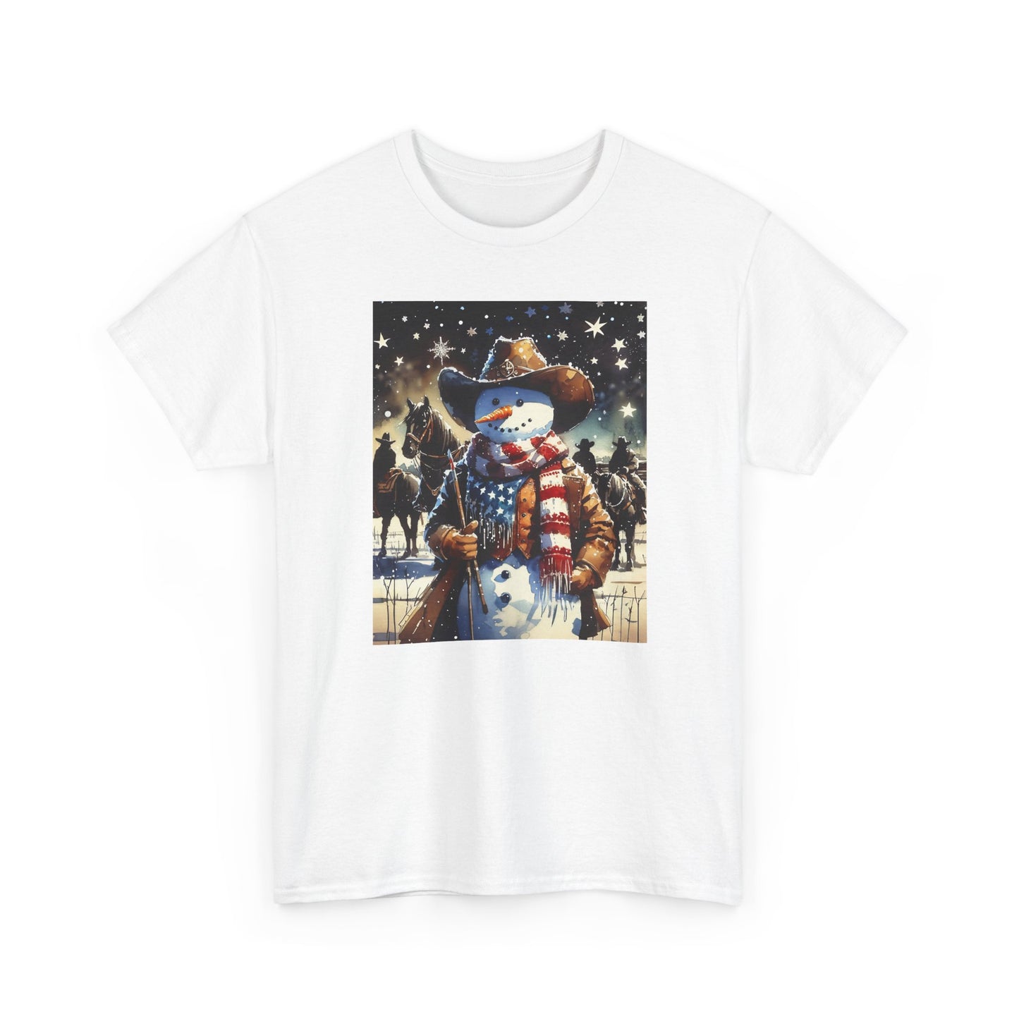 Rugged Cowboy Snowman Unisex Heavy Cotton Tee