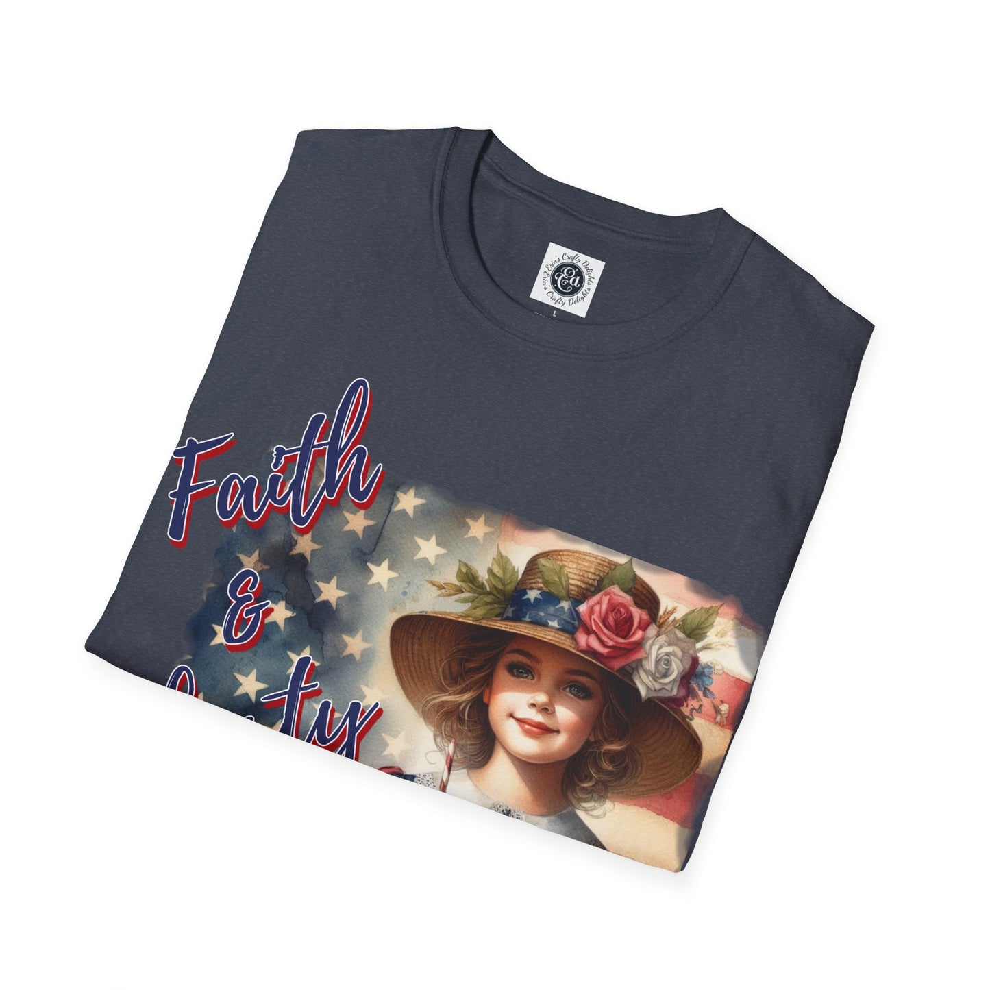 Faith and Liberty Patriotic Pride Flag T-shirt - Women's Clothing Gift for Her, Gift for Women, Independence Day 4th of July