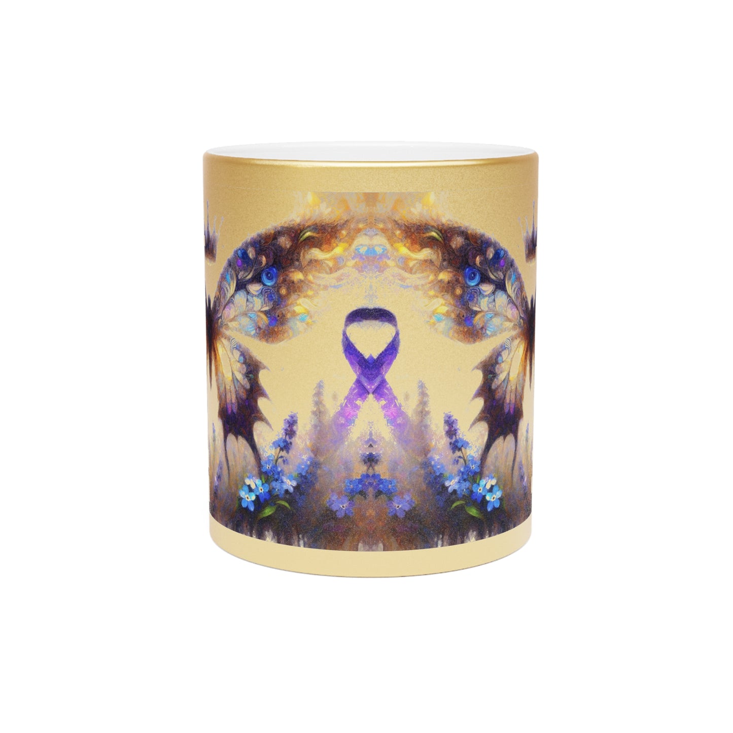 Alzheimer's Awareness Butterfly Metallic Mug (Silver\Gold)