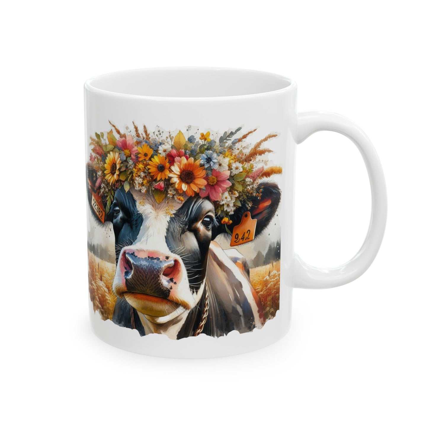 Happy Fall Y'all Cow Ceramic Mug, (11oz, 15oz)