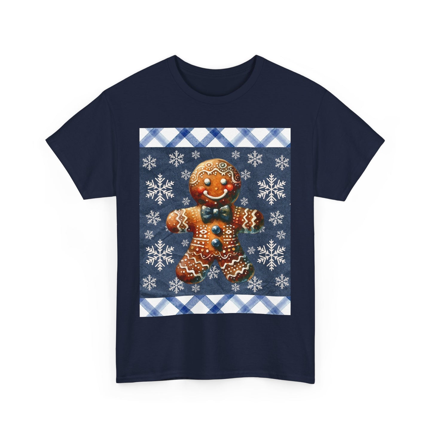 Snowy Gingerbread Man Unisex Heavy Cotton Tee