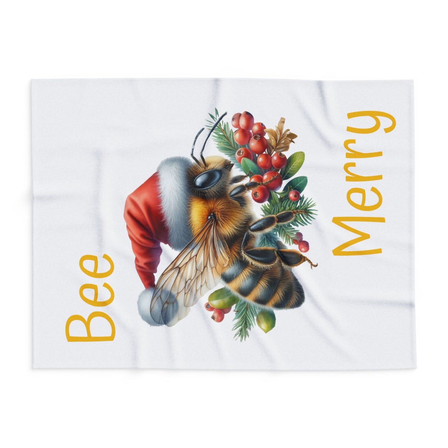 Fleece Blanket Bee Merry Honeybee Christmas