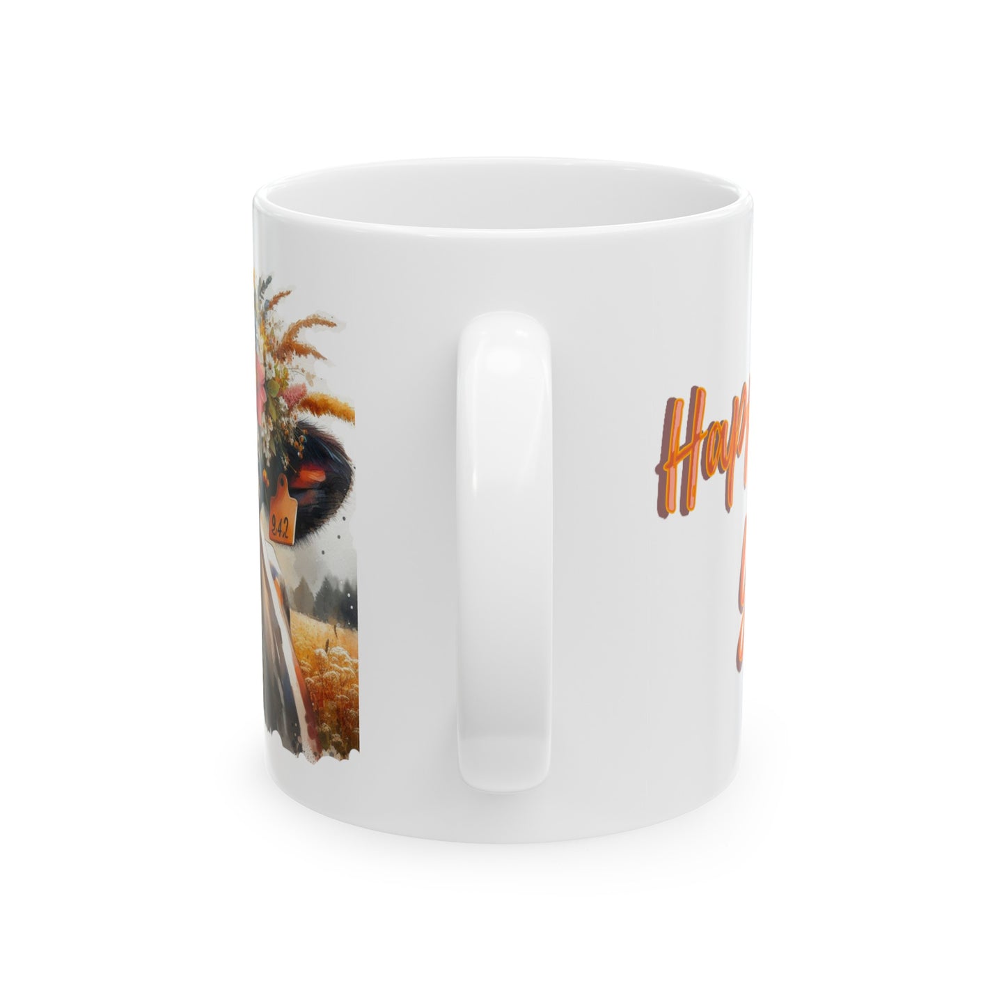 Happy Fall Y'all Cow Ceramic Mug, (11oz, 15oz)