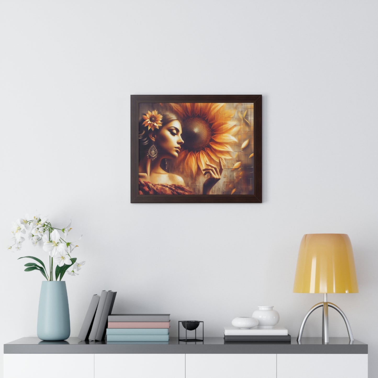 Poetic Sunflower Framed Horizontal Poster