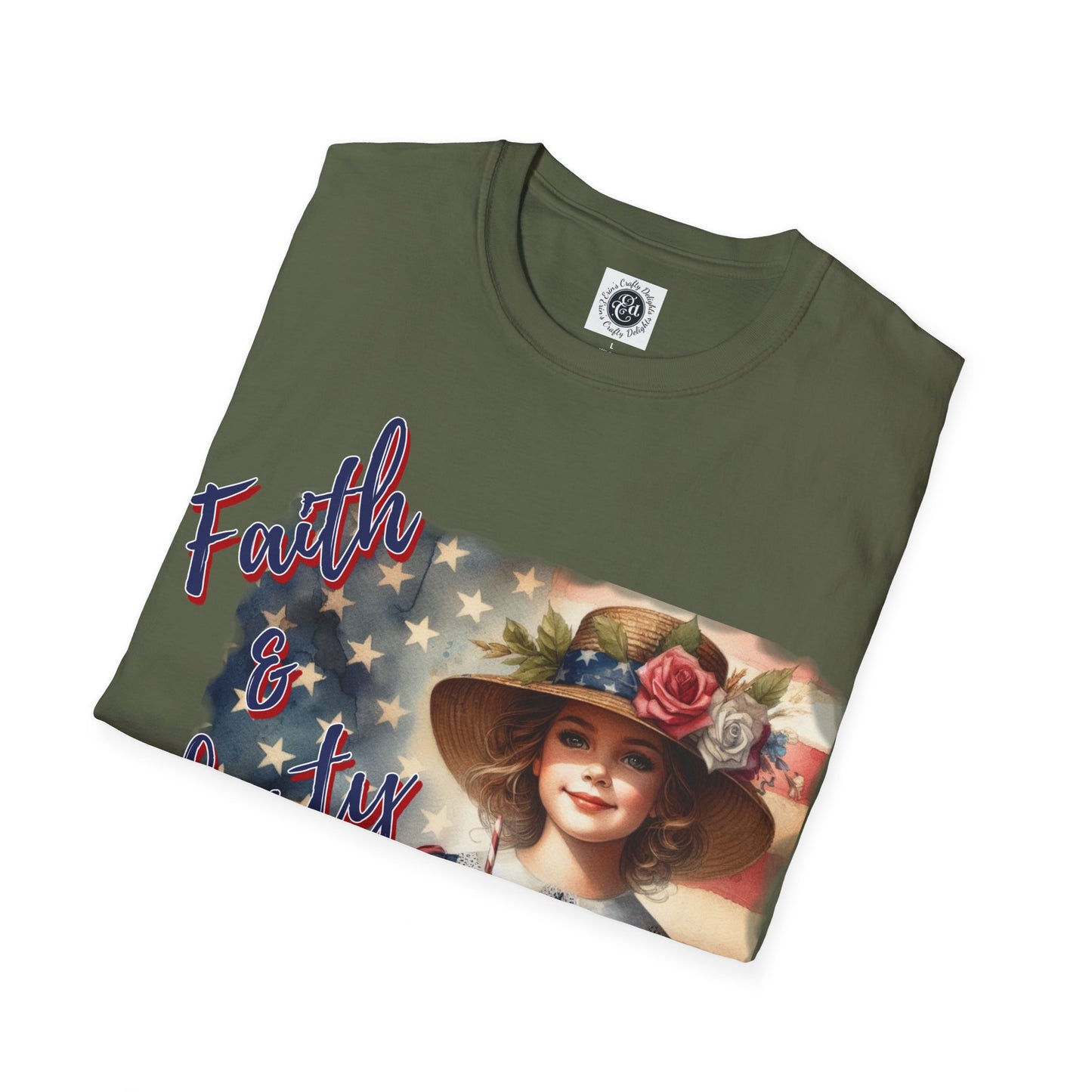 Faith and Liberty Patriotic Pride Flag T-shirt - Women's Clothing Gift for Her, Gift for Women, Independence Day 4th of July