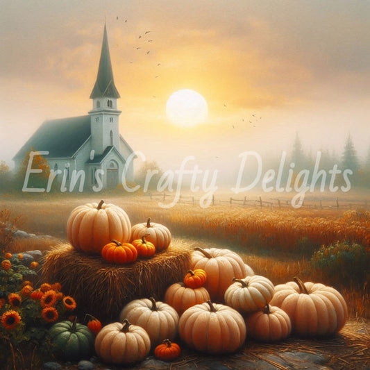 Foggy Fall Morning Church Set 7