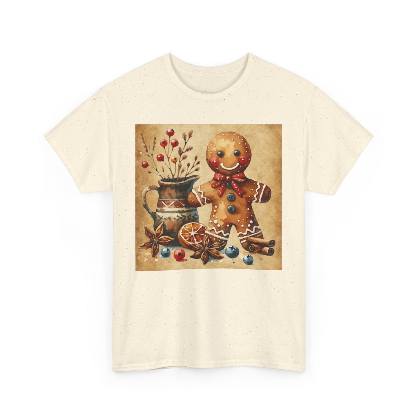 Rustic Gingerbread Man Unisex Heavy Cotton Tee