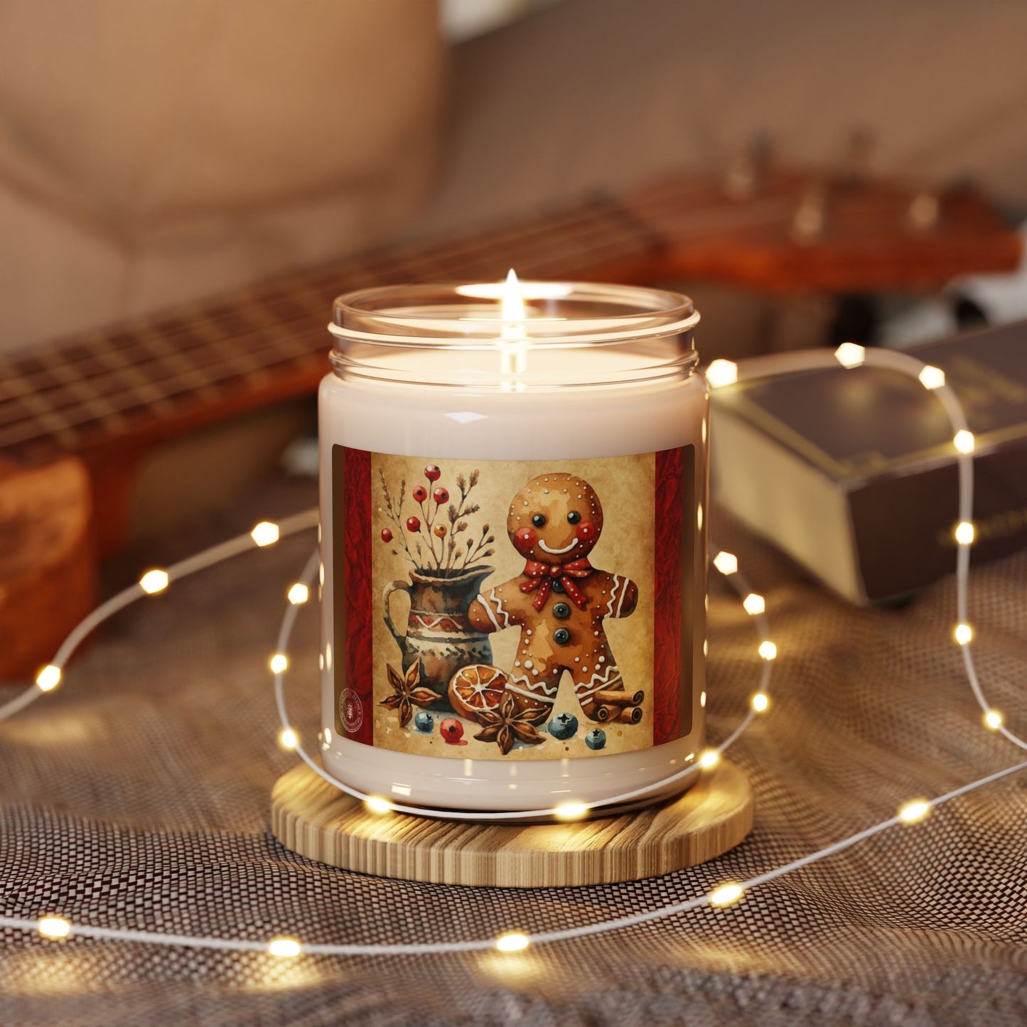 Rustic Gingerbread Man Christmas Warmth Scented Soy Candle, 9oz