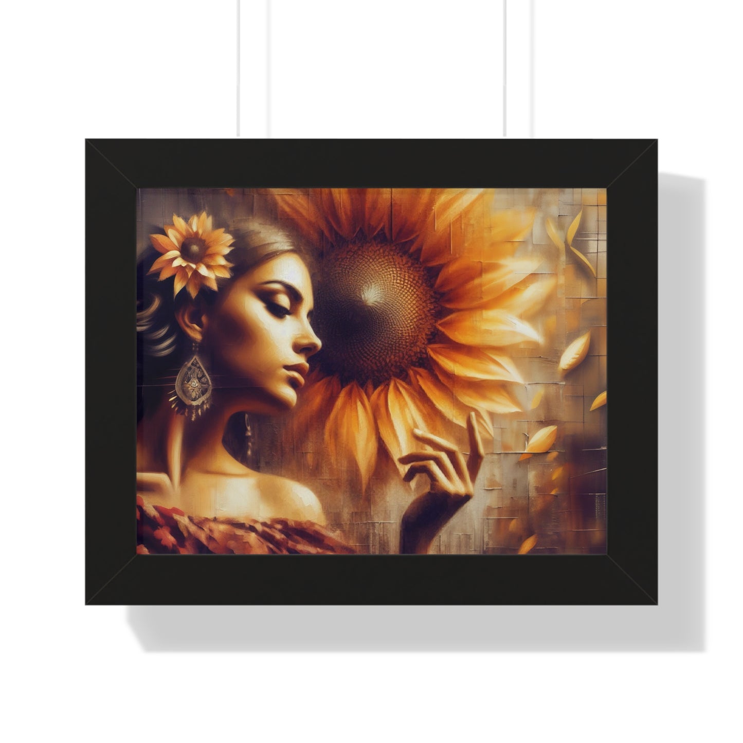 Poetic Sunflower Framed Horizontal Poster