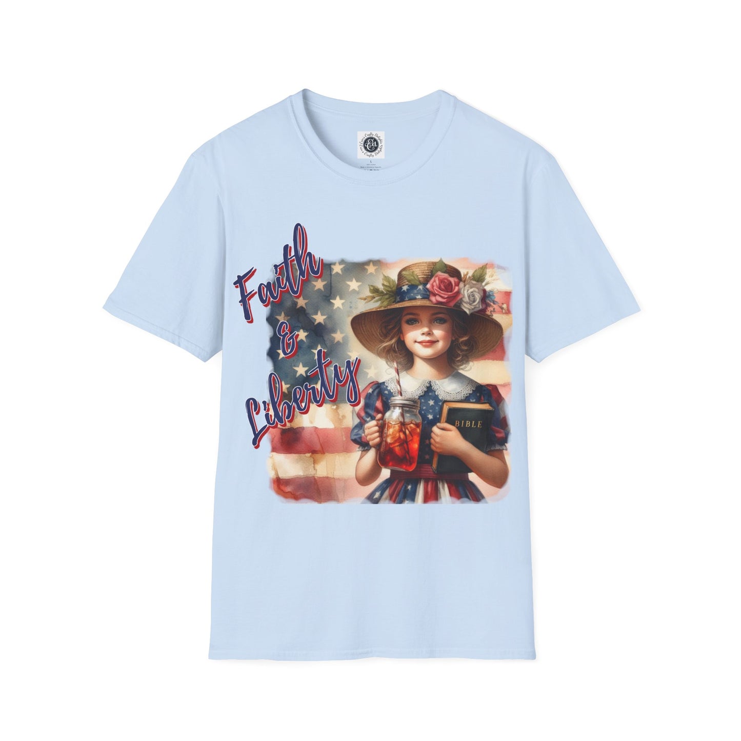 Faith and Liberty Patriotic Pride Flag T-shirt - Women's Clothing Gift for Her, Gift for Women, Independence Day 4th of July