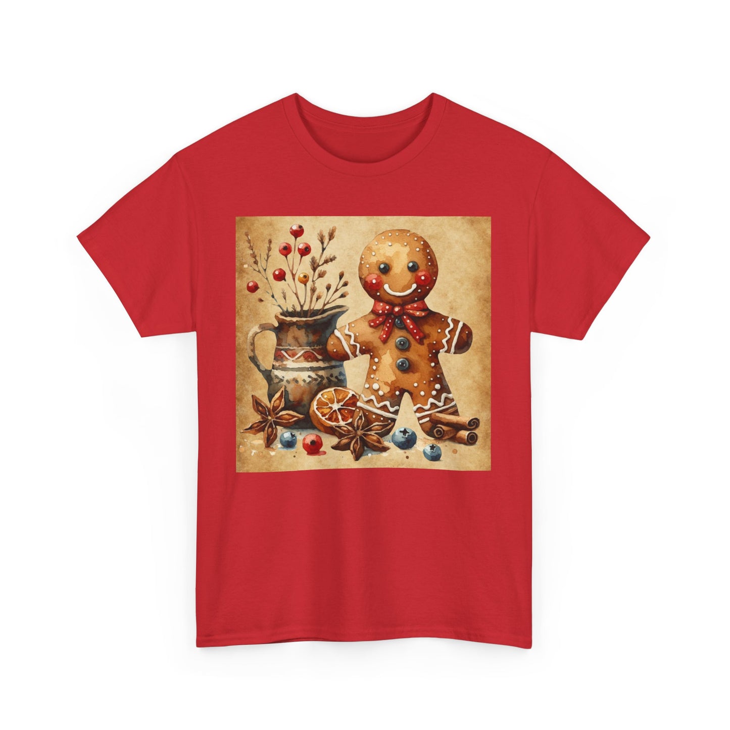 Rustic Gingerbread Man Unisex Heavy Cotton Tee
