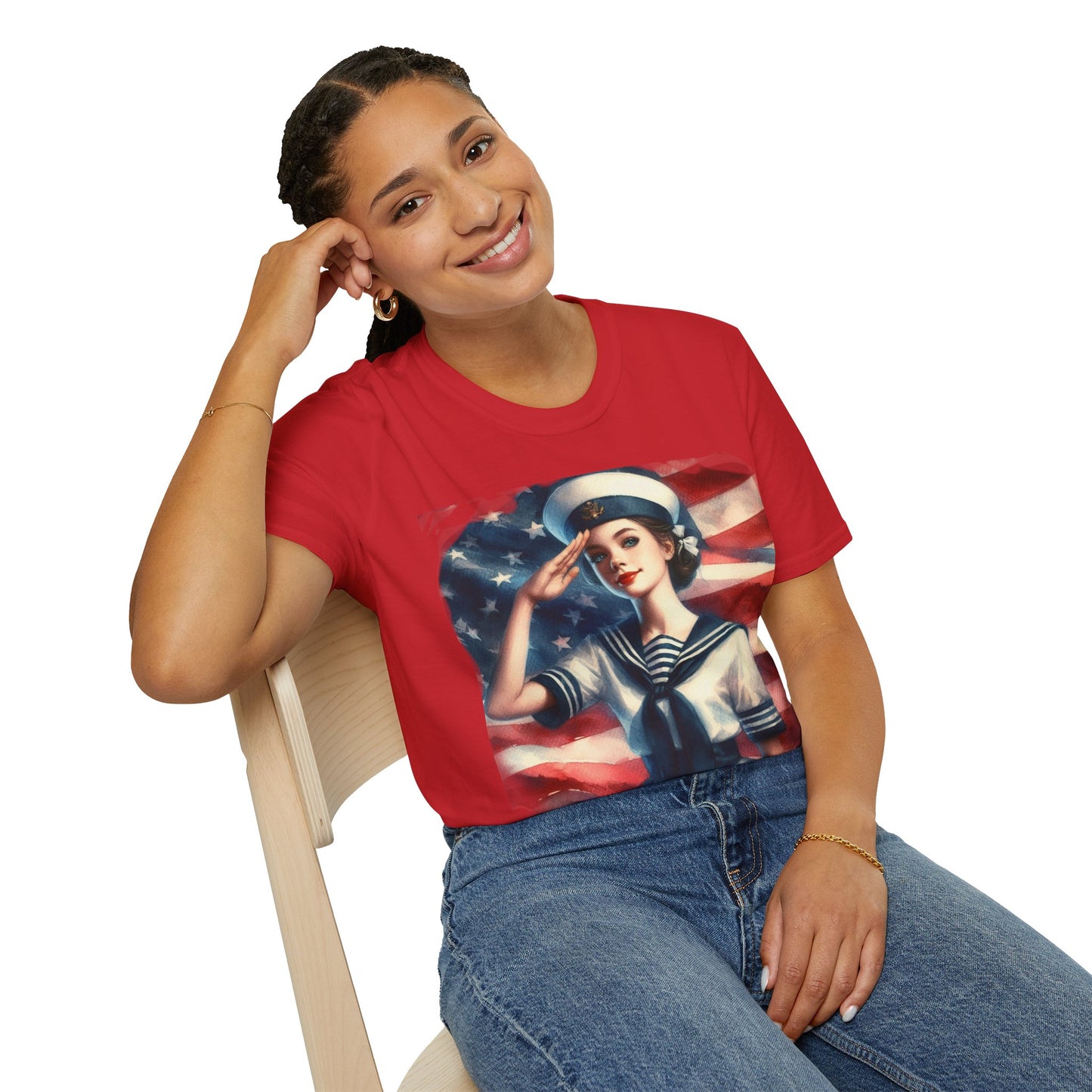 Vintage Sailor Girl Patriotic T-Shirt