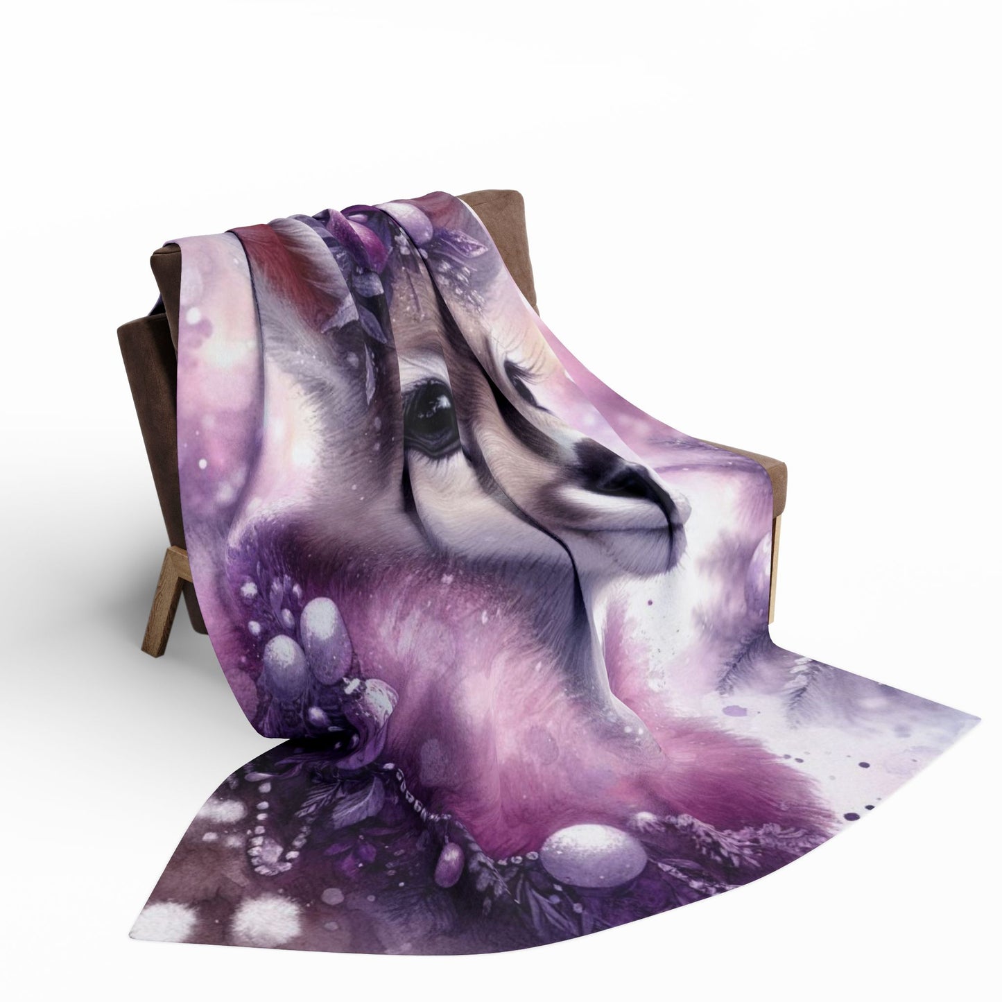 Fleece Blanket - Purple Fawn with Christmas Decorations