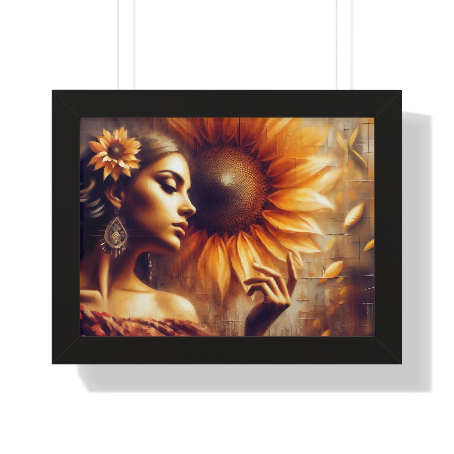 Poetic Sunflower Framed Horizontal Poster