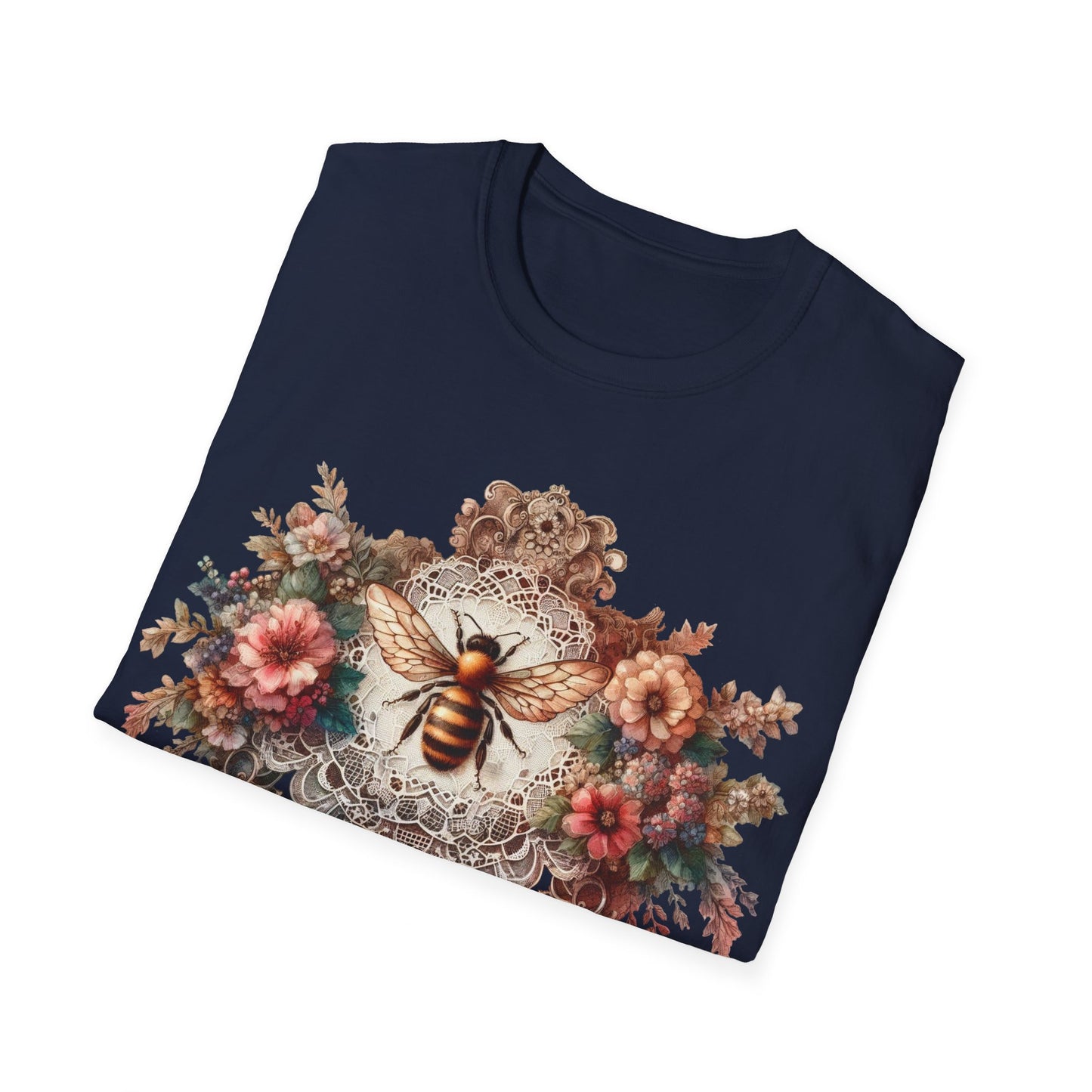 Vintage Inspired Tshirt, Women's Clothing, Lace Honey Bee Design, Gift for Her