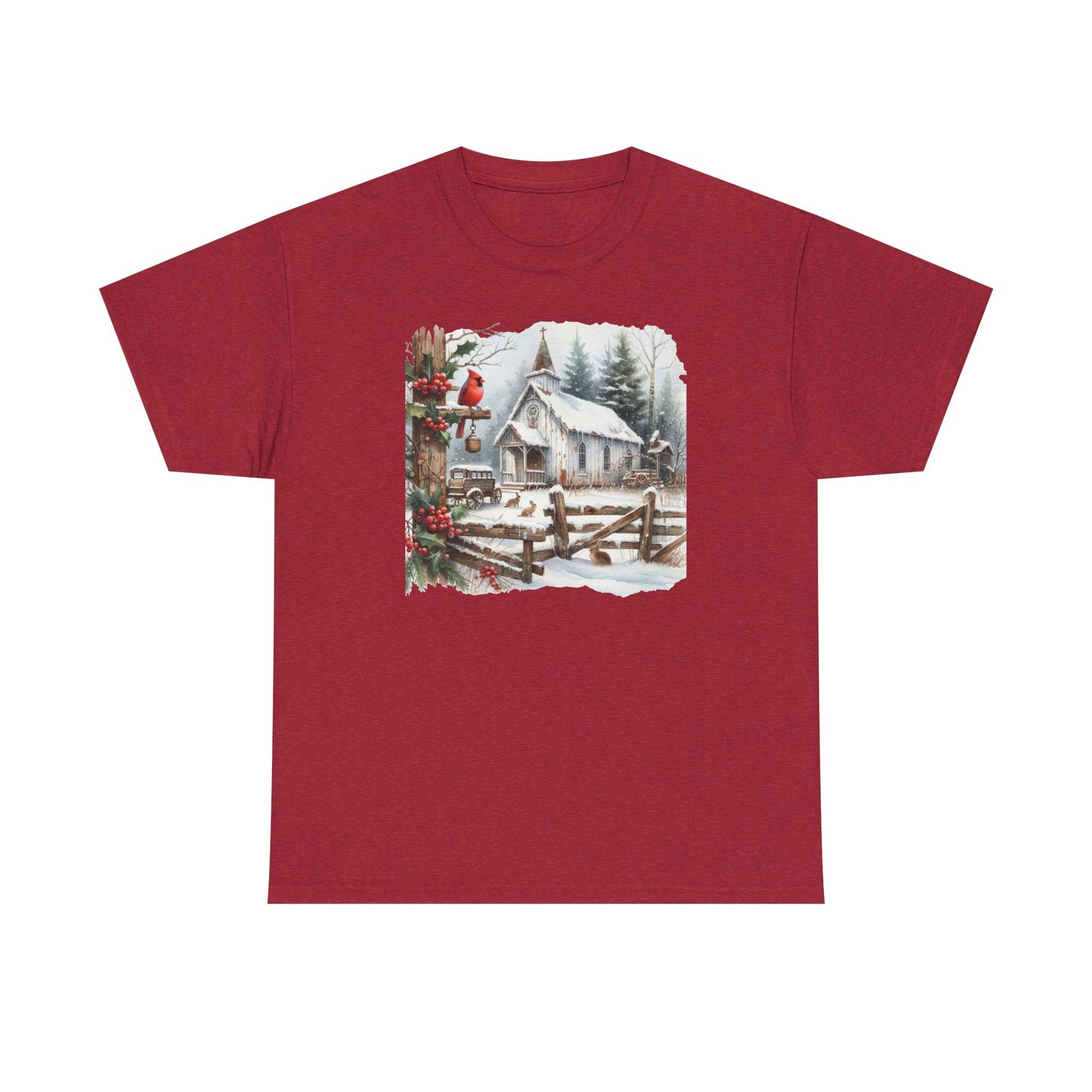 Old Church in Winter Unisex Heavy Cotton Tee