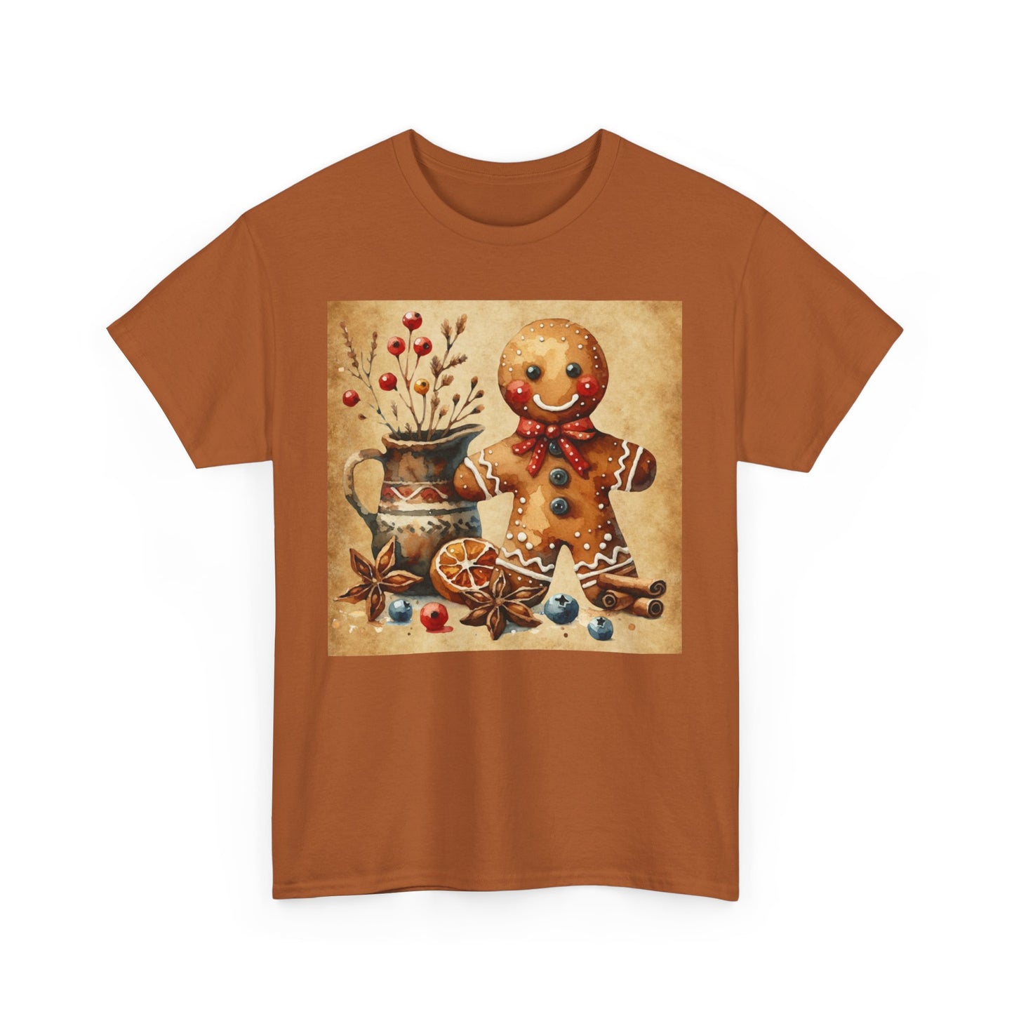 Rustic Gingerbread Man Unisex Heavy Cotton Tee
