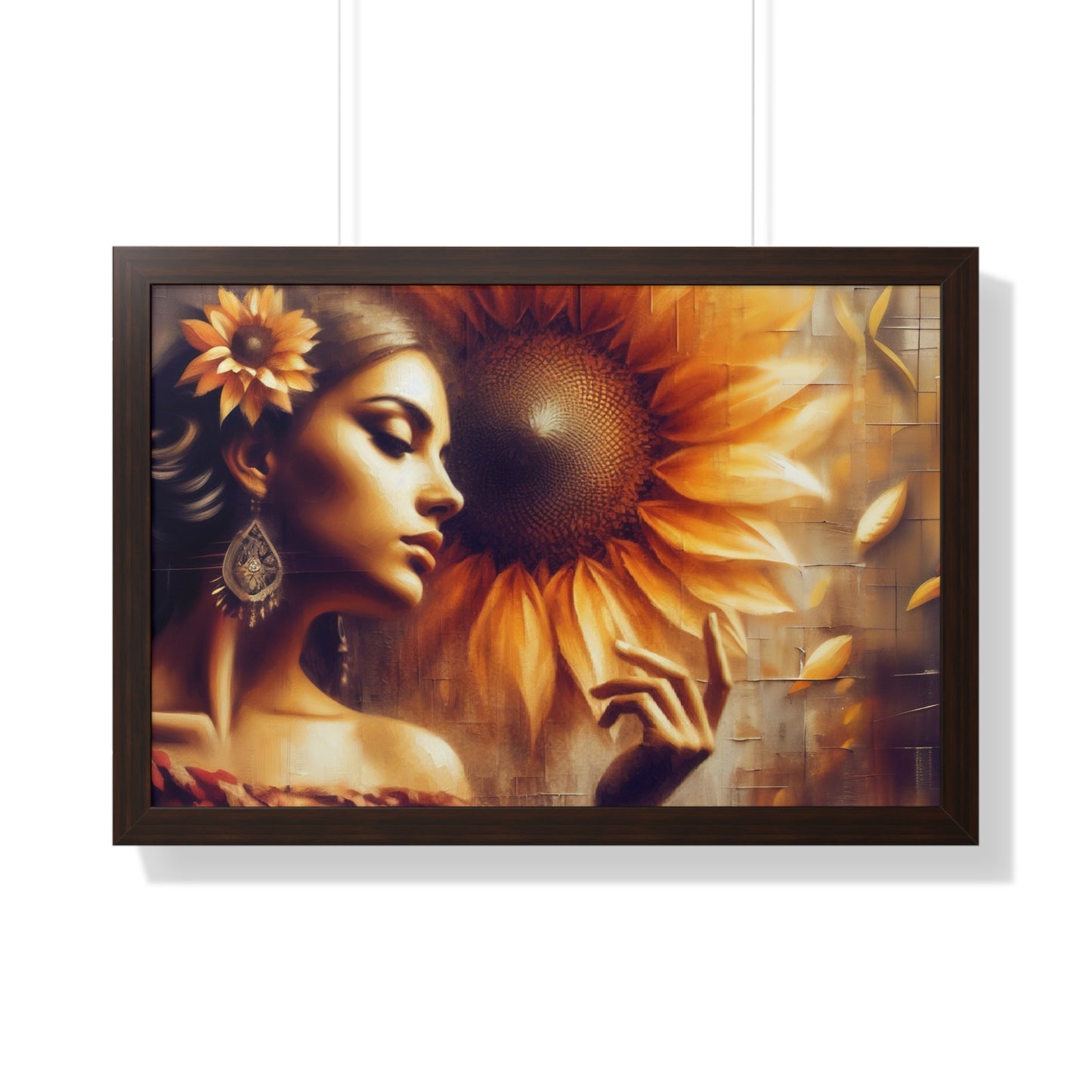 Poetic Sunflower Framed Horizontal Poster