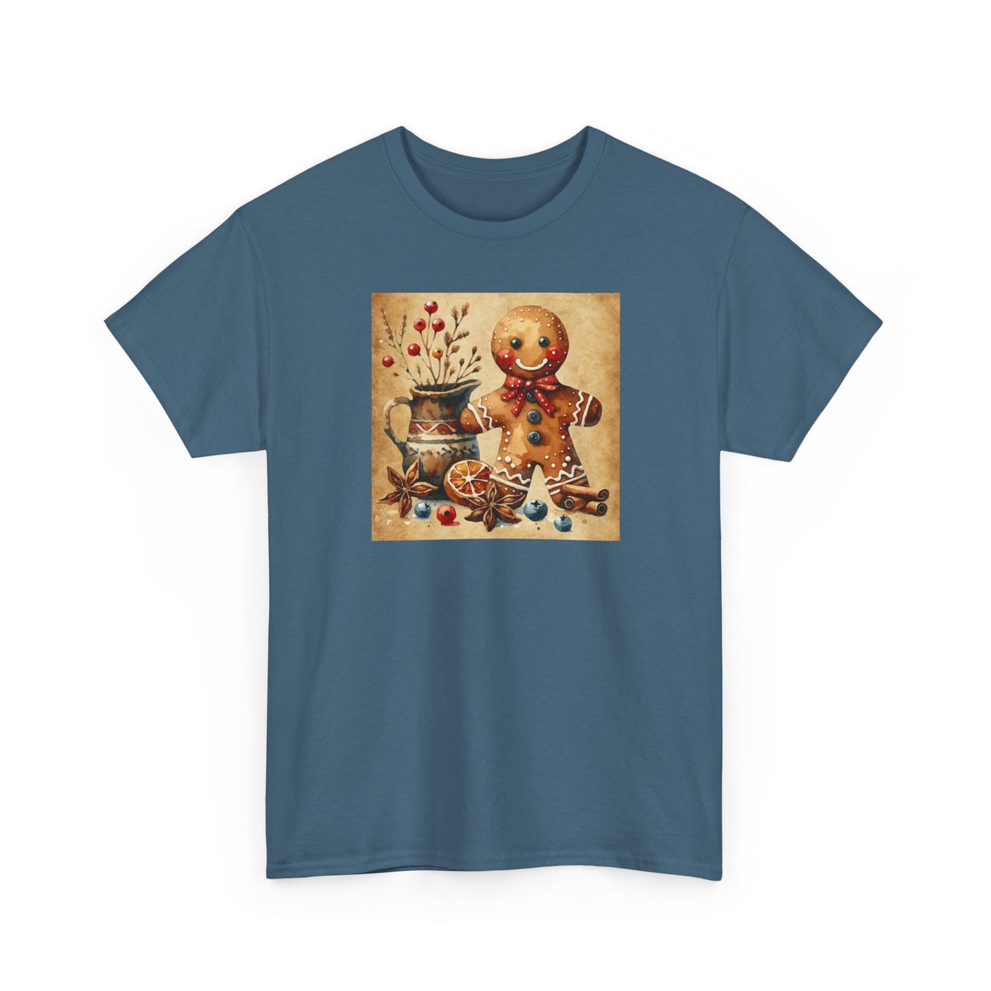 Rustic Gingerbread Man Unisex Heavy Cotton Tee