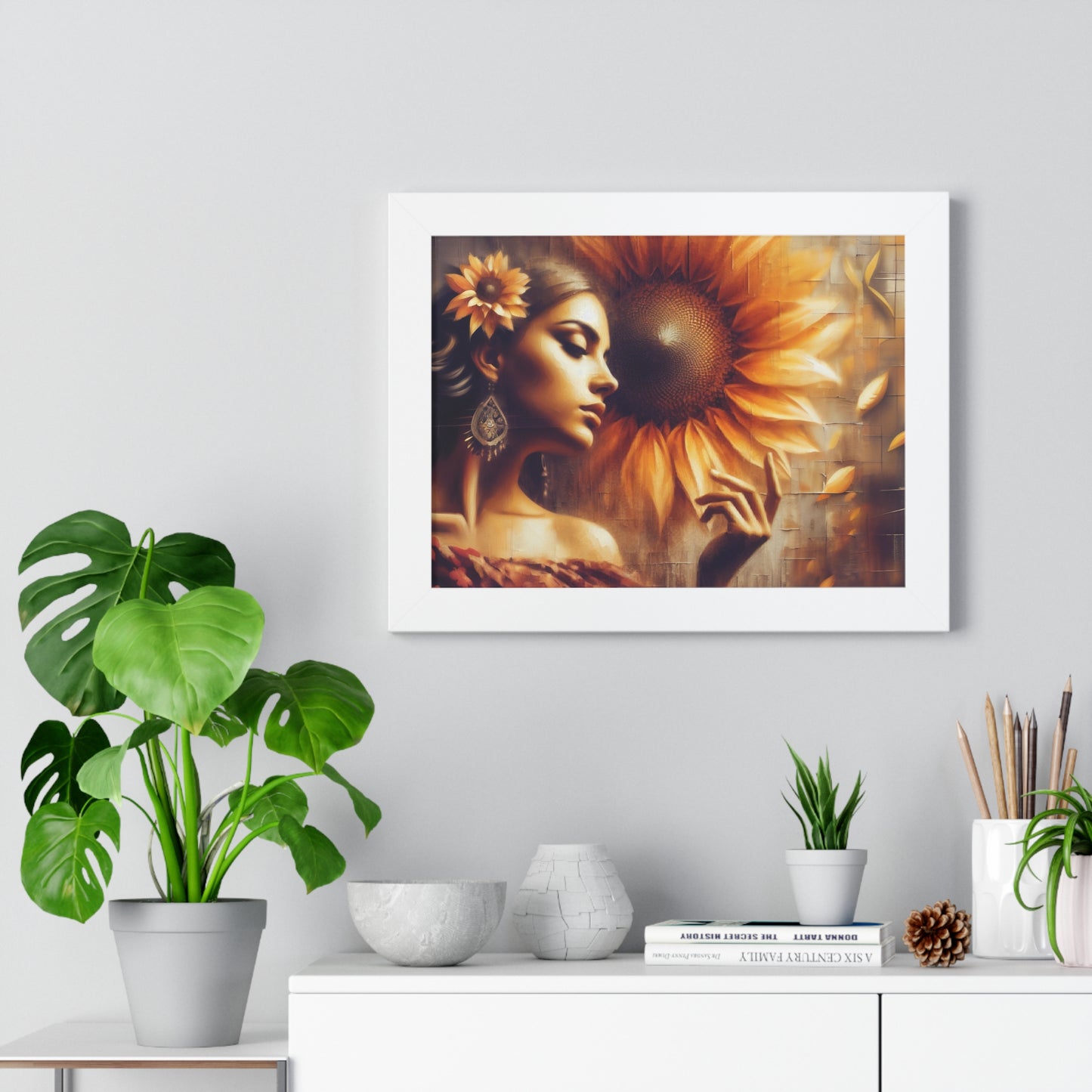 Poetic Sunflower Framed Horizontal Poster